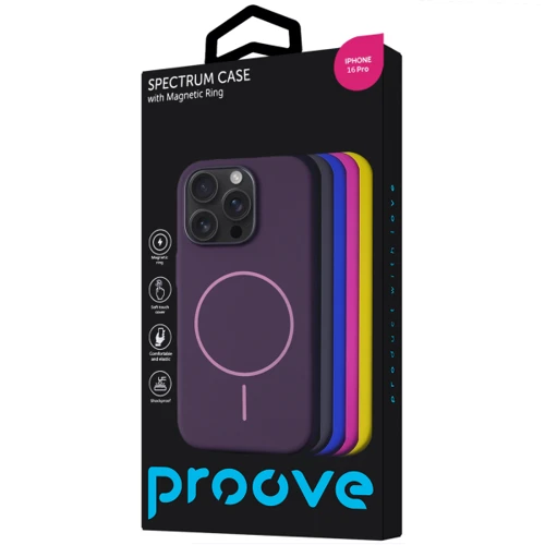 Чехол для iPhone Proove Spectrum Case with Magnetic Ring Pink Fruit for iPhone 16 Pro: Материалы Силикон
