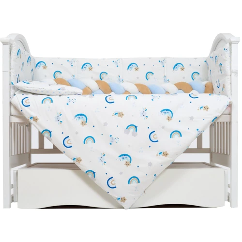 Постельный комплект Twins Rainbow 4073-TR-04 blue 7 эл. белый/голубой: Тип постельный комплект