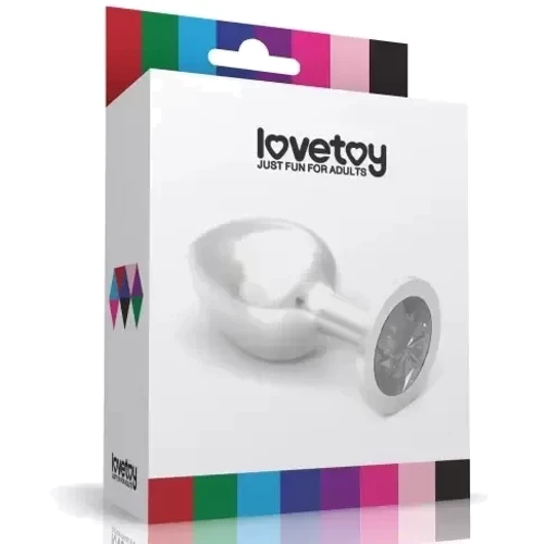 Анальная пробка с кристаллом LoveToy Large Silver Plug Red