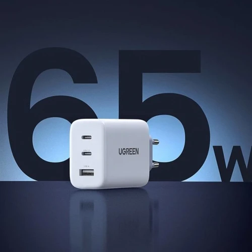 Зарядное устройство Ugreen Wall Charger 2xUSB-C+USB CD275 65W White (90496): Кабель в комплекте отсутствует