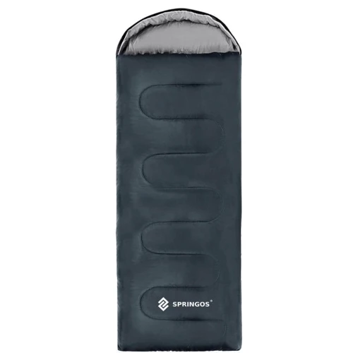 Спальний мішок Springos 2 в 1 CS0043 +8 ...+20 °C R Navy Green/Grey: Тип ковдру з капюшоном