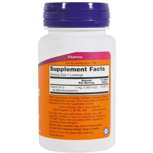 NOW Foods Methyl B-12 1,000 mcg Lozenges 100 tabs: Тип Витамин B