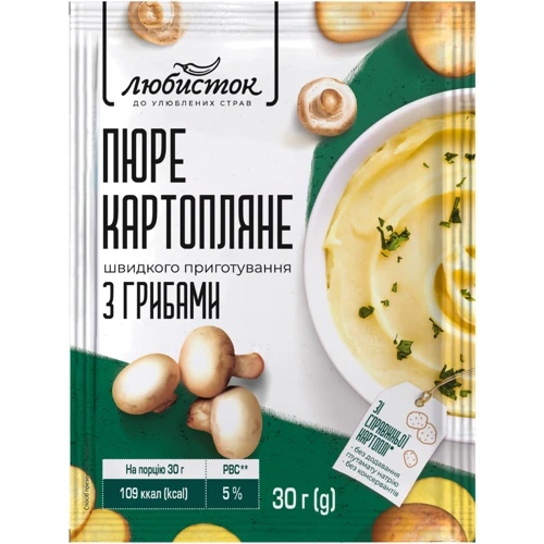 Упаковка Пюре картопляне Любисток швидкого приготування з грибами 8х30 г (УП4820241581610)