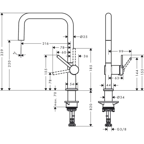 Смеситель HANSGROHE TALIS M54 220 1jet цвет покрытия сталь (72806800)