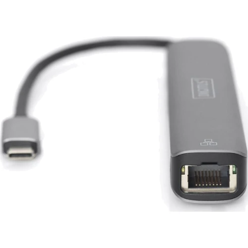 Адаптер Digitus Adapter USB-C to HDMI+3xUSB+RJ54 Grey (DA-70892): Додаткові роз'єми USB OTG, USB OTG, USB OTG, HDMI, Ethernet