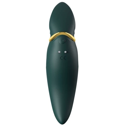 Вибратор 2в1 с язычком Zalo - Hero Jewel Green (кристалл Swarovski)