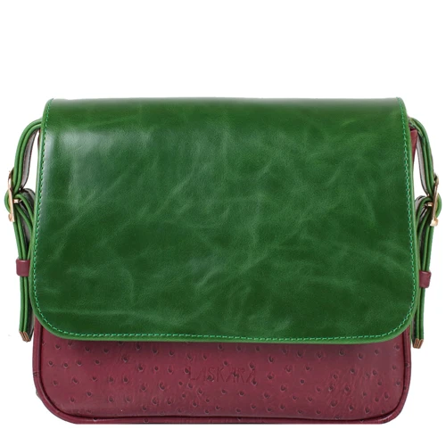 Жіноча сумка почтальонка Laskara різнобарвна (LK-10245-green-plum)