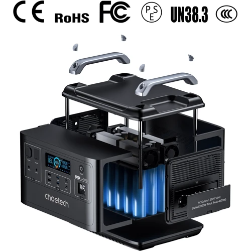 Зарядная станция Choetech 2000W 1997Wh Black (BS006): Разъемы для подзарядки Зарядка от солнечной панели, Зарядка от сети, Зарядка от автомобиля