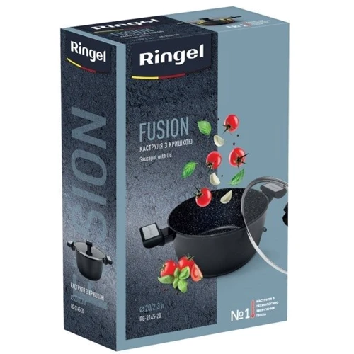Каструля Ringel Fusion із кришкою 20см/2.3л (RG-2145-20): Тип джерела тепла Електричні плити, Склокерамічні плити, індукційні плити, Галогенові плити, Газові плити