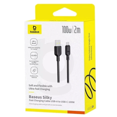 Кабель Baseus USB Cable to USB-C Silky Series 100W 2m Black (P10377703113-01) фото 4