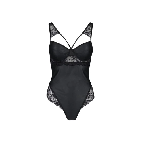 Боди из эко-кожи и кружева Loona Body black XXL/XXXL - Passion
