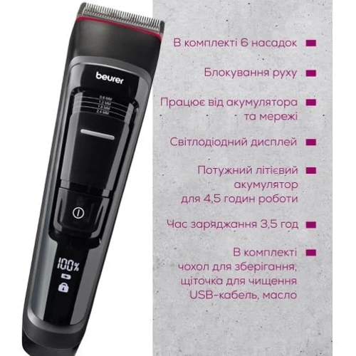 Машинка для стрижки Beurer MN5X: Вага 272 г