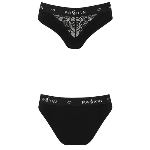 Трусики с широкой резинкой и кружевом Passion PS001 PANTIES XL, black