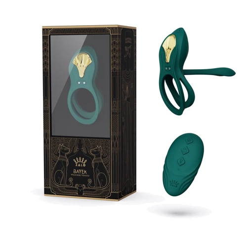 Смартэрекционное кольцо Zalo - BAYEK Turquoise Green, двойное с вводимой частью, пульт ДУ