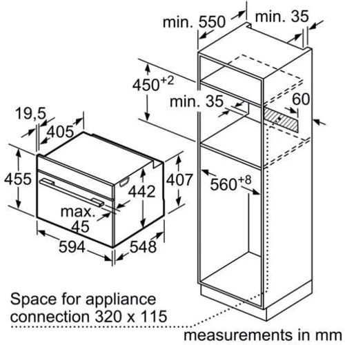 Духовой шкаф электрический Siemens CS656GBS2: Объем, л 47