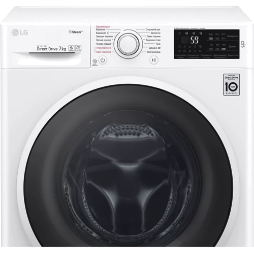 Пральна машина LG F2J6HS0W: Завантаження білизни (прання), кг 7