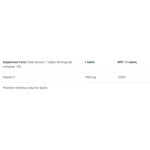 BioTechUSA Vitamin C 1000 100 tabs / 100 servings: Смак Без смаку