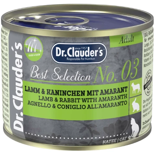 Влажный корм для взрослых кошек Dr.Clauder's Best Selection №3 ягненок и кролик с амарантом 200 г (22603200)