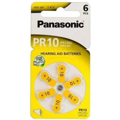 Panasonic ZA10 bat(1.4B) PR10 Zinc Air 6шт (PR-230/6LB)