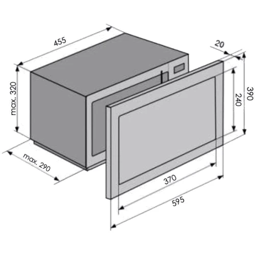 Встраиваемая микроволновая печь Ventolux MWBI 25 G BK TC: Вес 15 кг