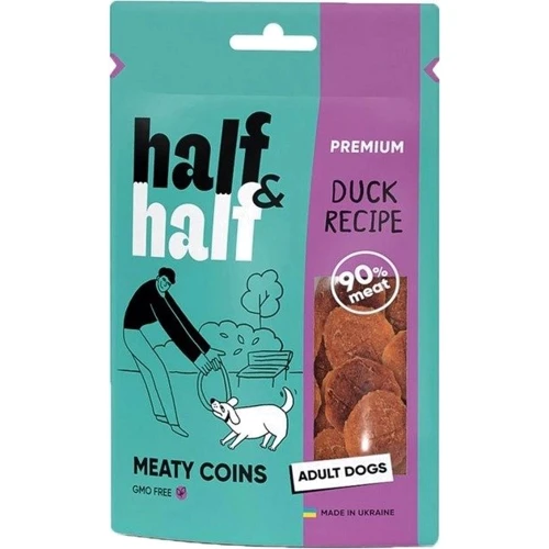 Ласощі Half & Half для собак у формі м'ясних монеток з качкою 100 г (4823082431823)