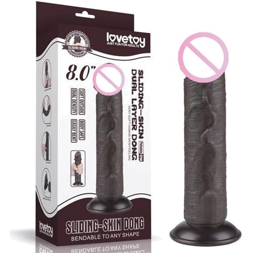 Фаллоимитатор LoveToy Sliding-Skin Dual Layer Dong 8" Black