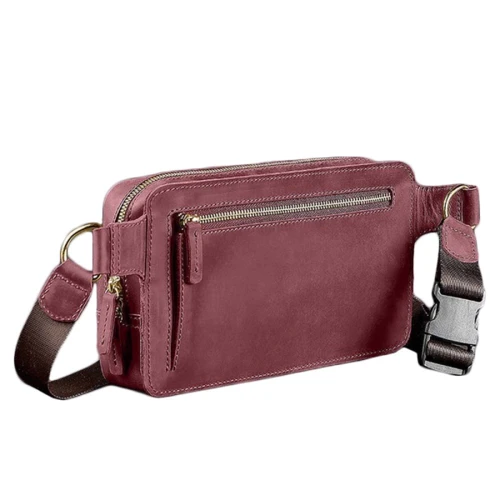 Сумка поясная BlankNote DROPBAG MAXI (КОЖА CRAZY HORSE) виноград - бордовая (BN-BAG-20-vin-kr): Пол Унисекс