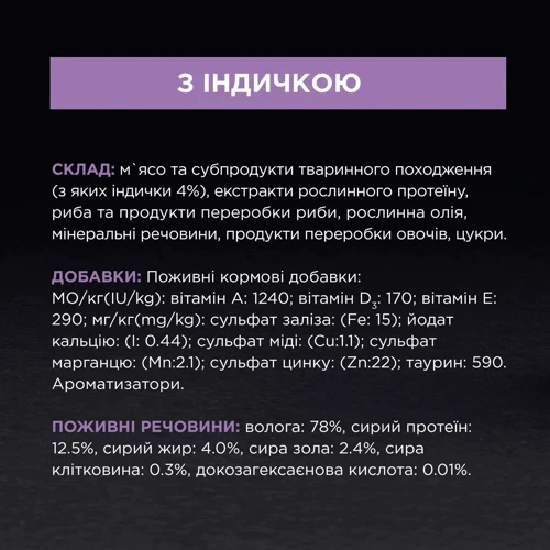 Влажный корм для котов Purina ProPlan Kitten Nutrisavour с индейкой 85 г (12457652): Порода Все породы