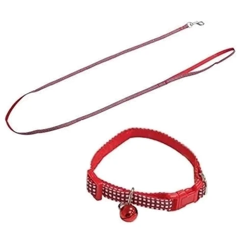Набор ошейник с колокольчиком и поводок Croci Mini Picnic красный (C5079918)