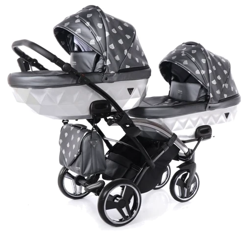 Універсальна коляска для двійні 2 в 1 Junama Glow Duo Slim 04, сірий із сріблястим (J-G-DUOs-04): Кількість блоків 2