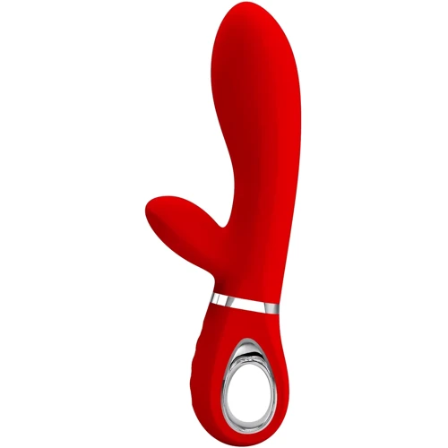 Вибратор с мягкой головкой и клиторальной стимуляцией LYBAILE Pretty Love Thomas USB Red (BI-014621-2)