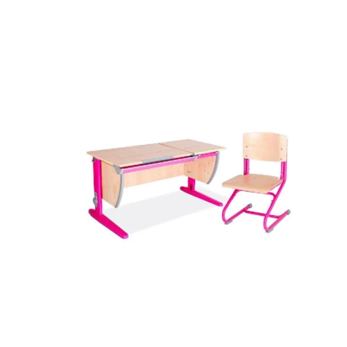 Стол универсальный трансформируемый СУТ.17.04 (120 см*61 см) + Стул СУТ.01-01 клен/розовый: Возраст ребенка от 6-ти лет
