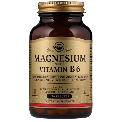 Solgar Magnesium, with Vitamin B6, 250 Tablets Магний, витамин В6: Форма выпуска Таблетки
