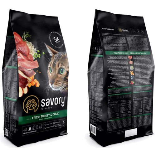 Сухой корм Savory для кошек со свежим мясом индейки и уткой, 2 кг (4820232630051): Тип Сухой корм