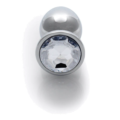 Металлическая анальная пробка Ouch! Heart Gem Silver - Diamond, S