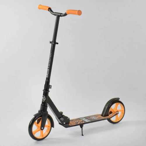 Самокат двоколісний Best Scooter "WOLF" з PU колесами, амортизатори Black / Orange (87742)