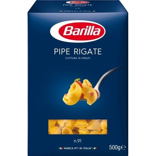Макароны BARILLA №91 PIPE RIGATE, 500г: Вид Рожки