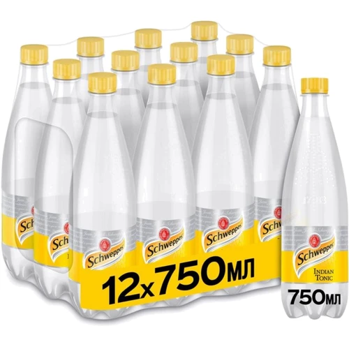 Упаковка напою безалкогольного сильногазованого Schweppes Indian Tonic 12x0.75 л (5449000312242)