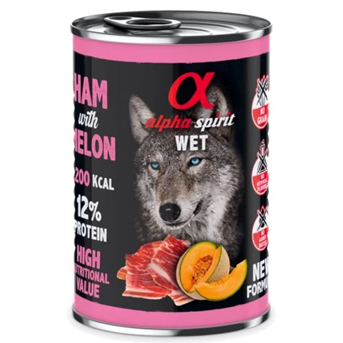 Влажный корм Alpha Spirit для взрослых собак Dog Ham with Melon со свининой и дыней 400 г (as576321)