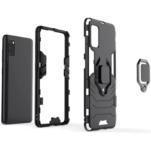 Аксессуар для смартфона Mobile Case Transformer Ring Soul Black for Samsung A415 Galaxy A41: Материал поликарбонат / силикон