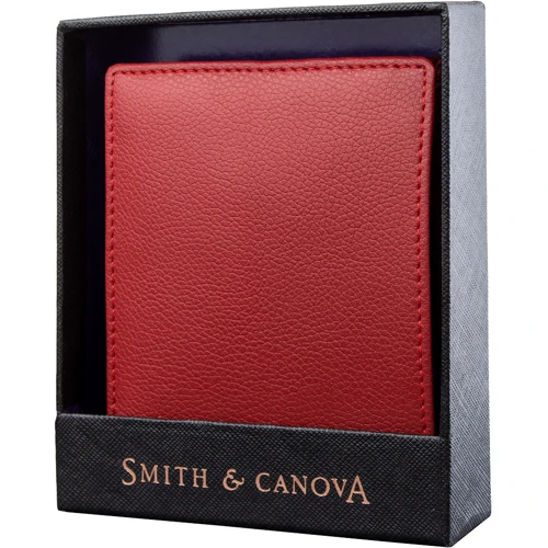 Мужское портмоне Smith&Canova красное (FUL-26826-red-black): Материал Натуральная кожа