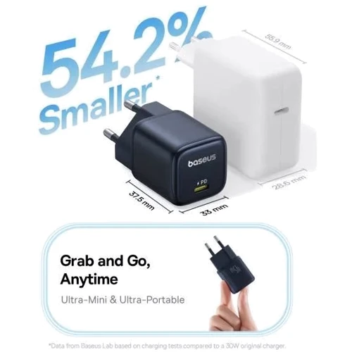 Зарядное устройство Baseus USB-C Wall Charger GaN 1C 45W Black (P10176800123-00) фото 7