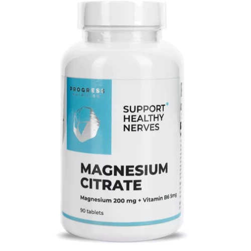 Progress Nutrition Magnesium Citrate 200мг + Vitamin B6 Цитрат магнію 200мг + Вітамін B6 5мг 90 таблеток