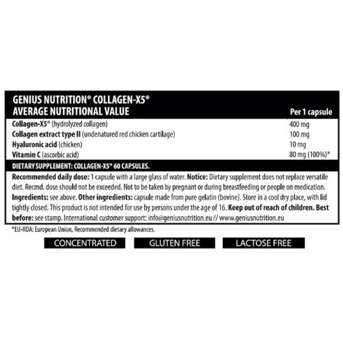 Genius Nutrition Collagen-X5 60 caps / 60 servings: Пол Унисекс