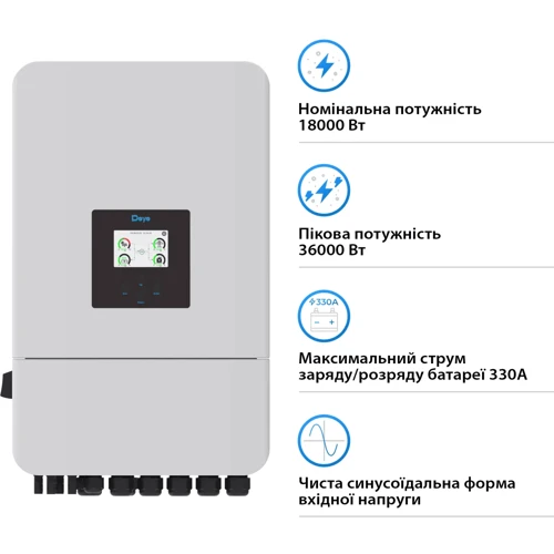 Гибридный солнечный инвертор (hybrid) Deye SUN-18K-SG05LP3-EU-SM2 18KW 48V 2 MPPT Wi-Fi 220/380,3 фази