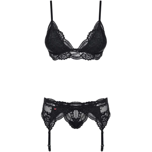 Эротический кружевной комплект Obsessive 810-SEG-1 set black S/M