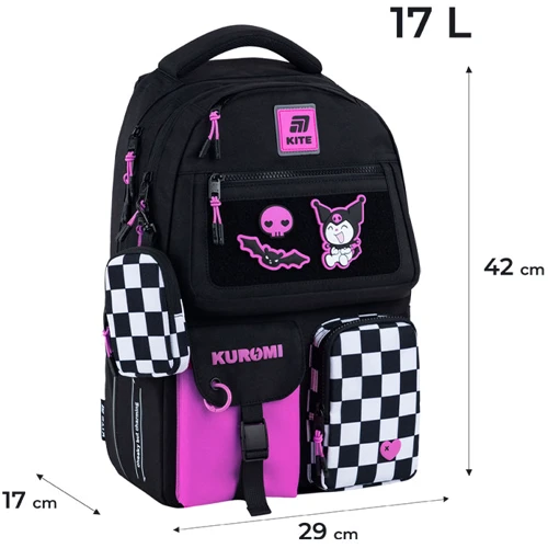 Рюкзак Kite HK25-2587M-2 Education Teens 2587M Kuromi: Корпус рюкзака Мягкий