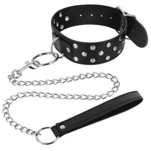 Ошейник с поводком Fetish Tentation Rivets and Leash