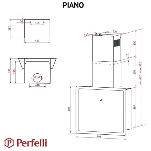 Вытяжка Perfelli Piano Nero: Тип воздухоочистителя Отвод