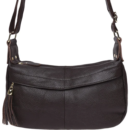 Женская сумка через плечо Borsa Leather темно-коричневая (1t300-brown)